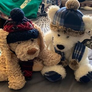 Cozy Winter Plush Toy Set - Beige and White